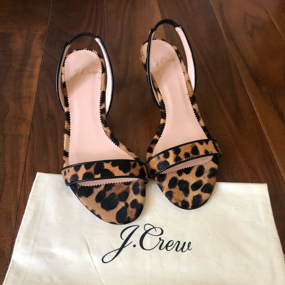New J. Crew leopard sling backs sz. 6